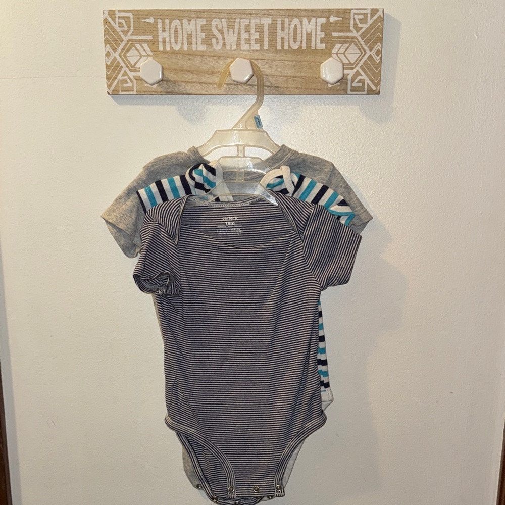 Carter's Navy and Teal Striped Bodysuit Set